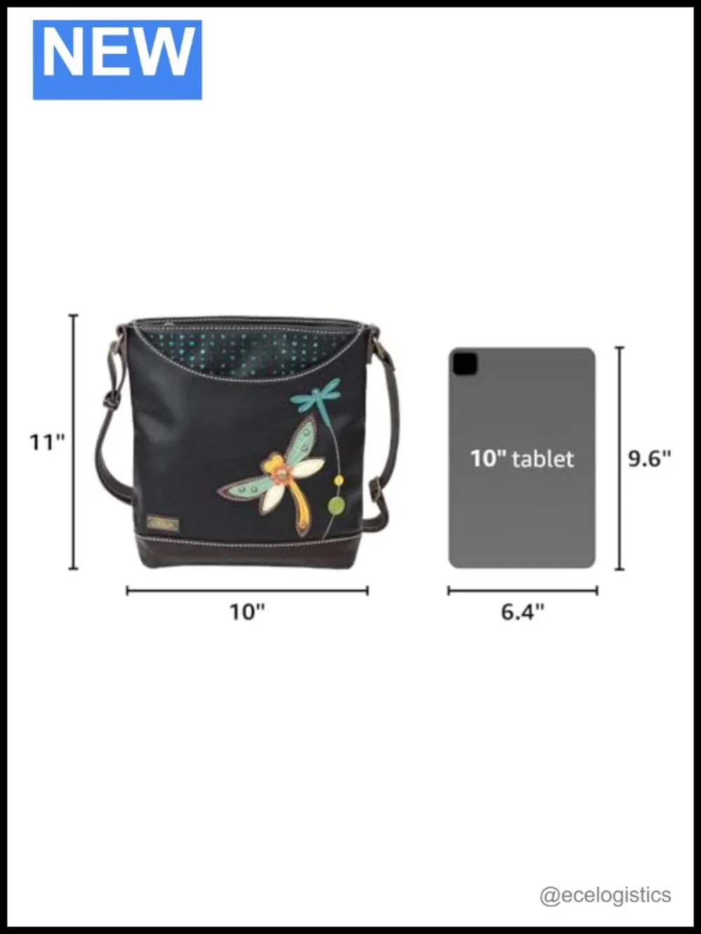 Faux Leather Messenger Bag with Adjustable Strap, Fits iPad